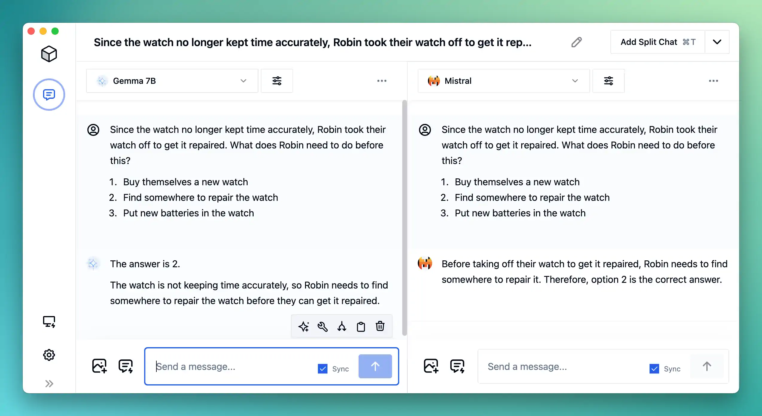 Model output comparisons for Gemma and Mistral