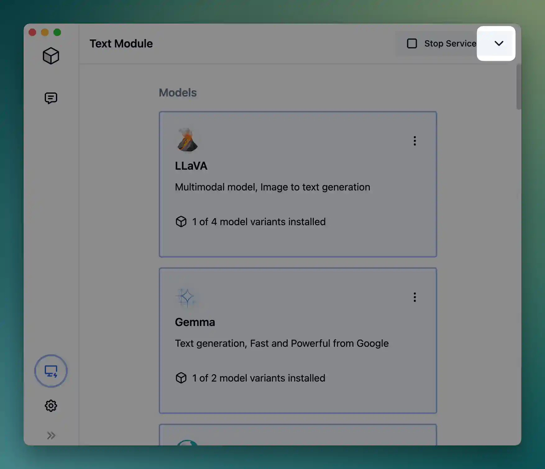 Text Module page on the sidebar
- 3. Click on the actions menu button on the top right of the page
![Text Module's action menu button
