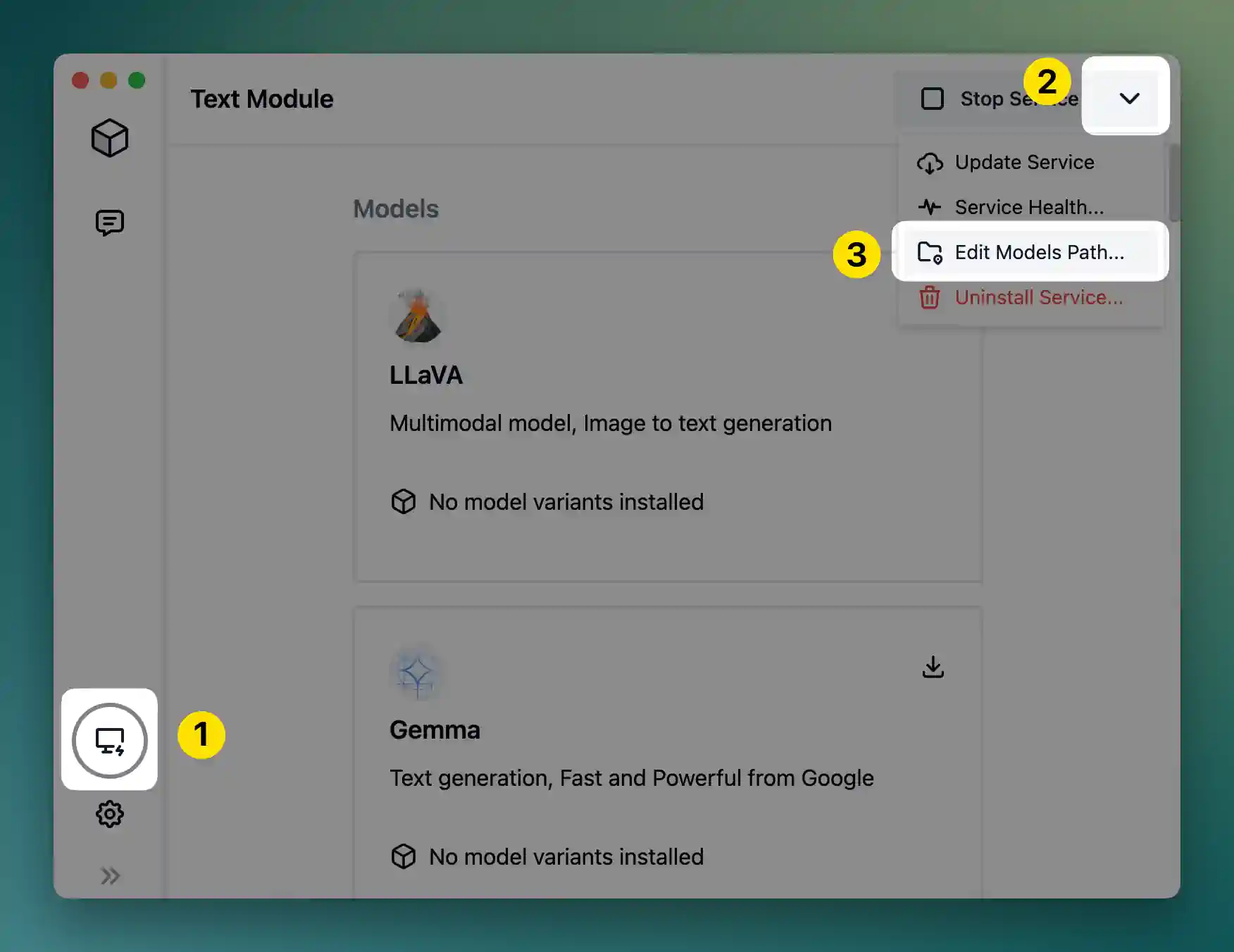 Navigate to Edit Models Path