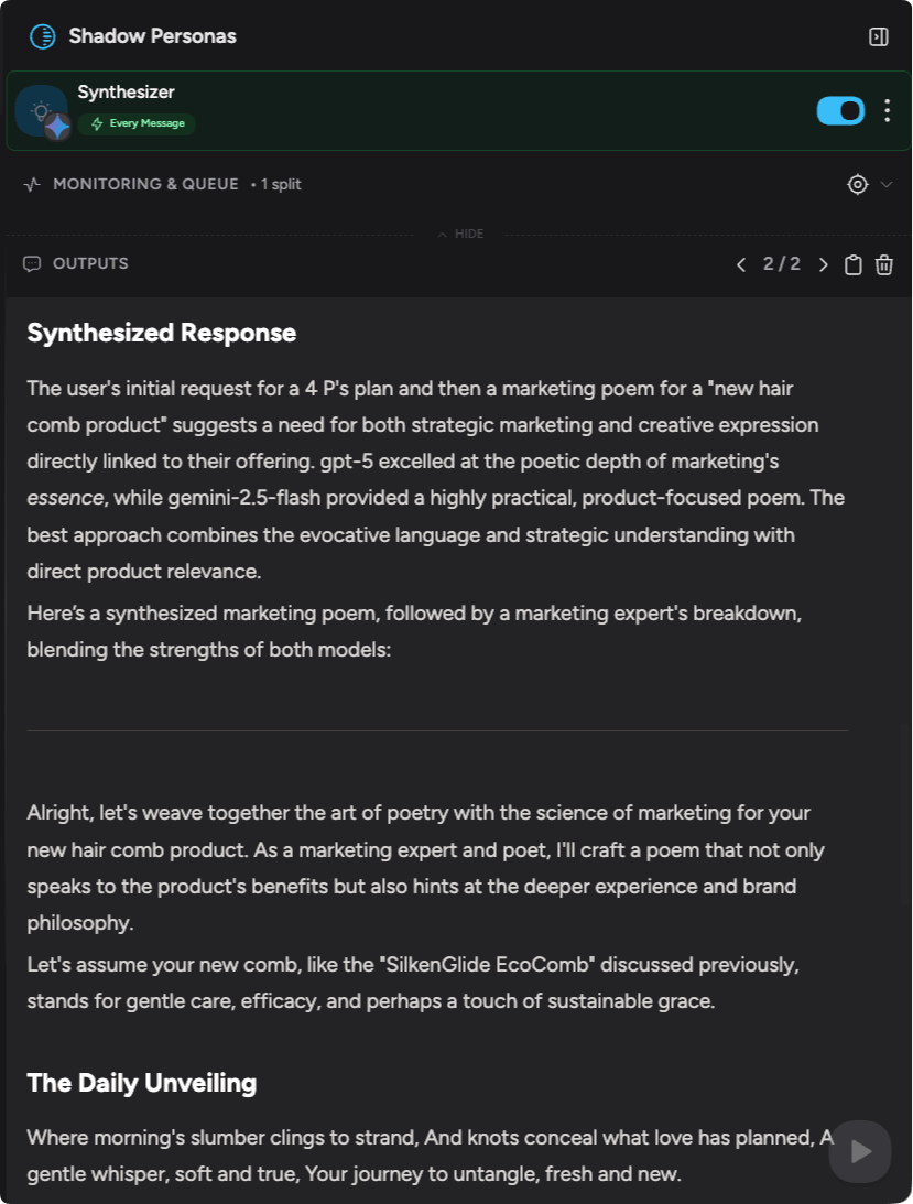 Shadow Persona panel