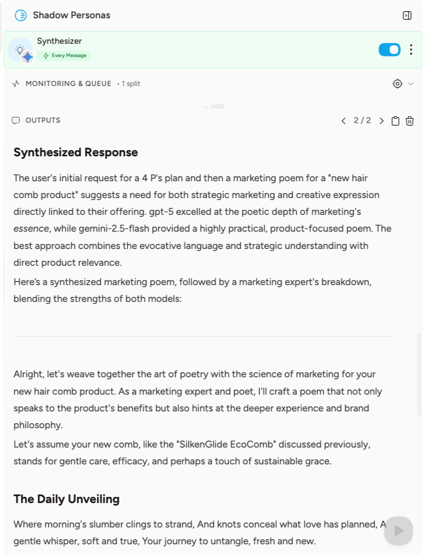 Shadow Persona panel