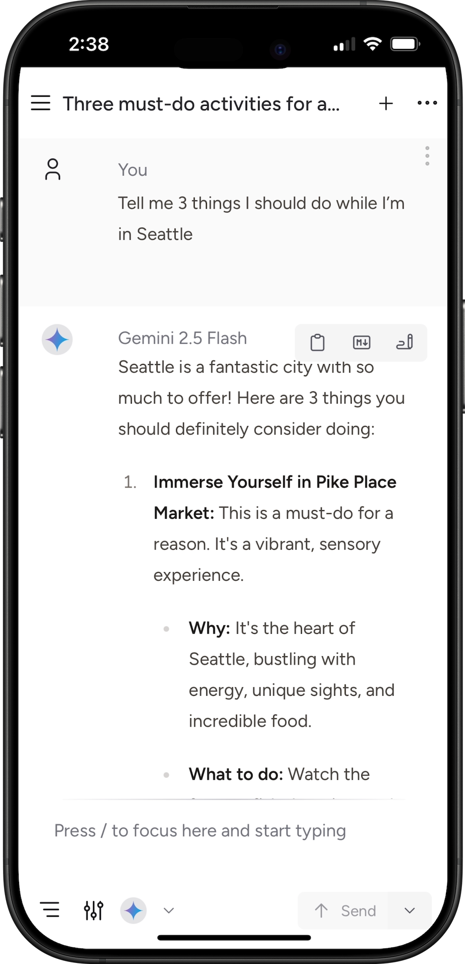 Light mode phone image showing Msty Studio mobile interface with chat and AI tools